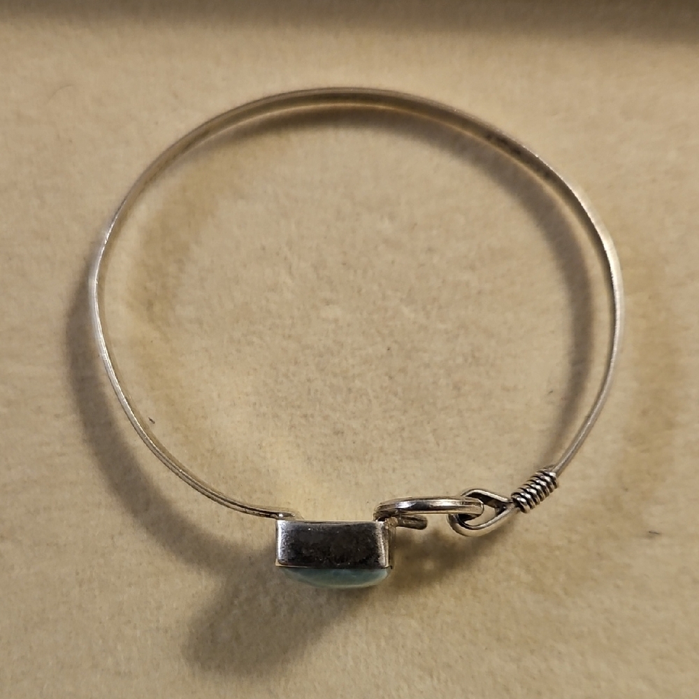 LARIMAR STERLING SILVER SOUND OF FREEDOM BANGEL BRACELET 2 1/2" ACROSS - Picture 3 of 4